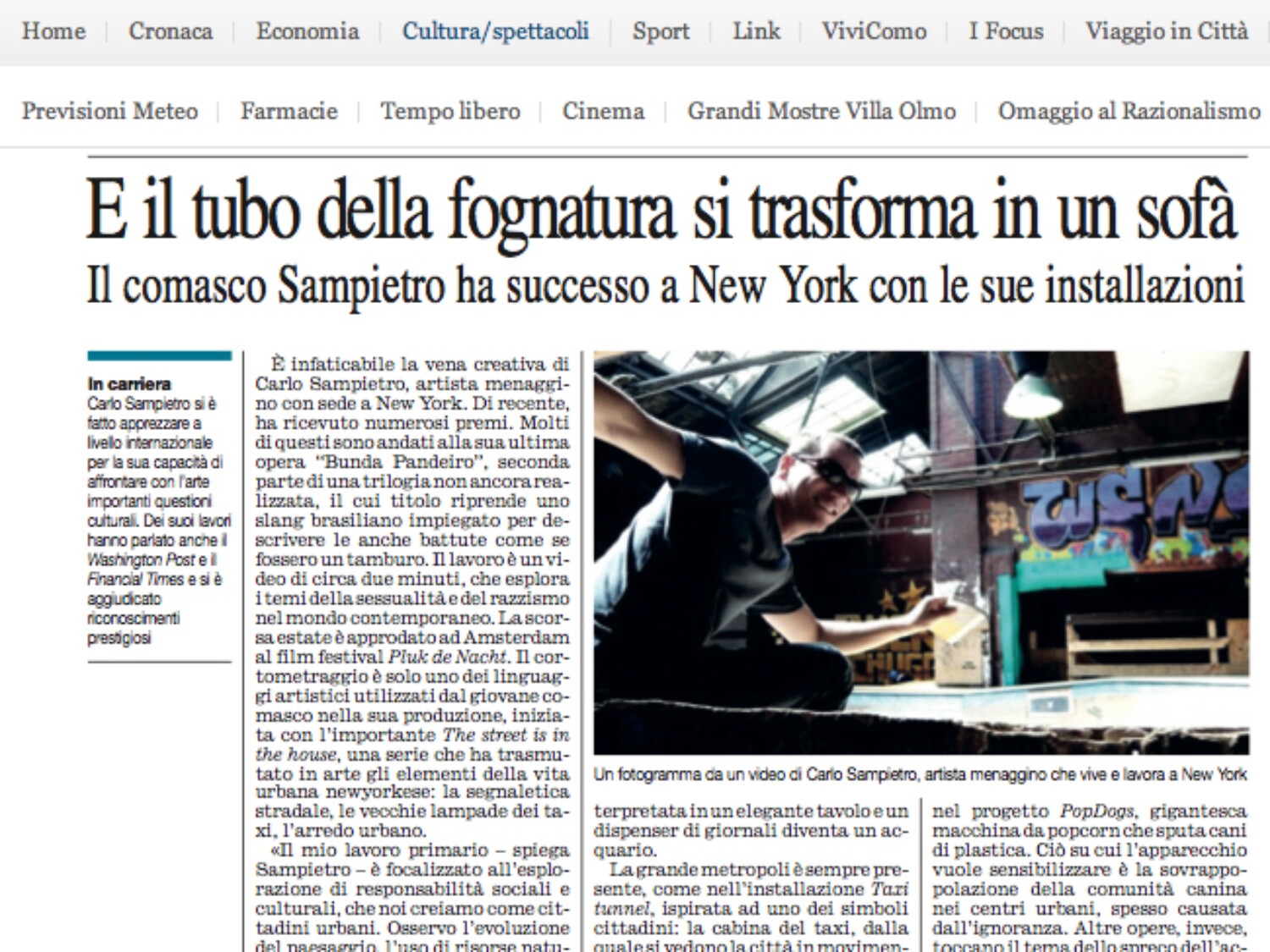 corriere di como. Carlo Sampietro