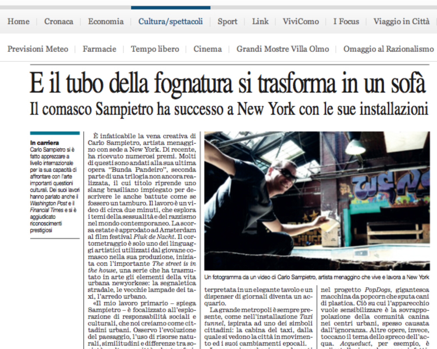 corriere di como. Carlo Sampietro